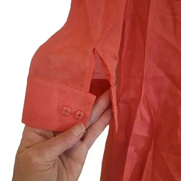 Elie Tahari Women's Dark Coral Linen/Viscose/Spandex Sheath Dress - Picture 9 of 10